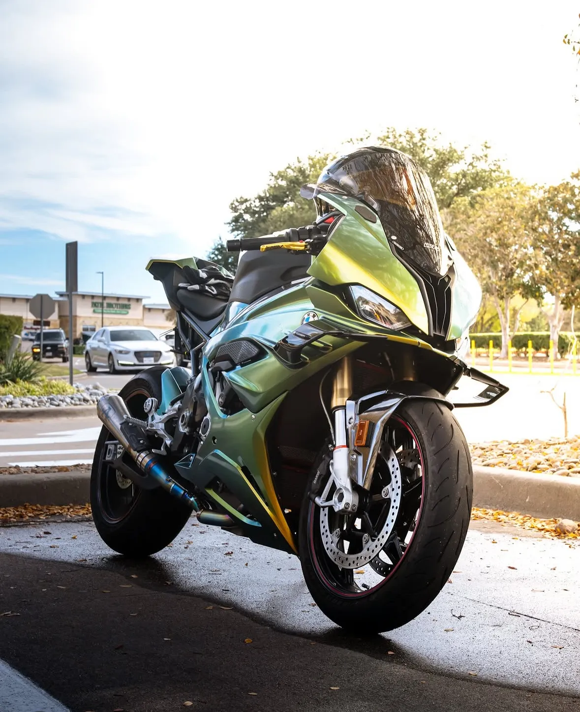 Green iridescent motorcycle wrap